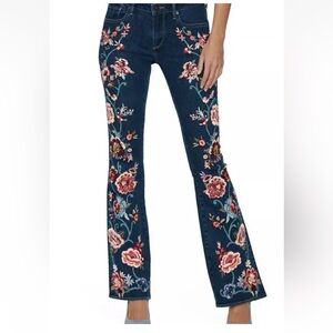 DRIFTWOOD Blue Floral Embroidered Flare Jeans